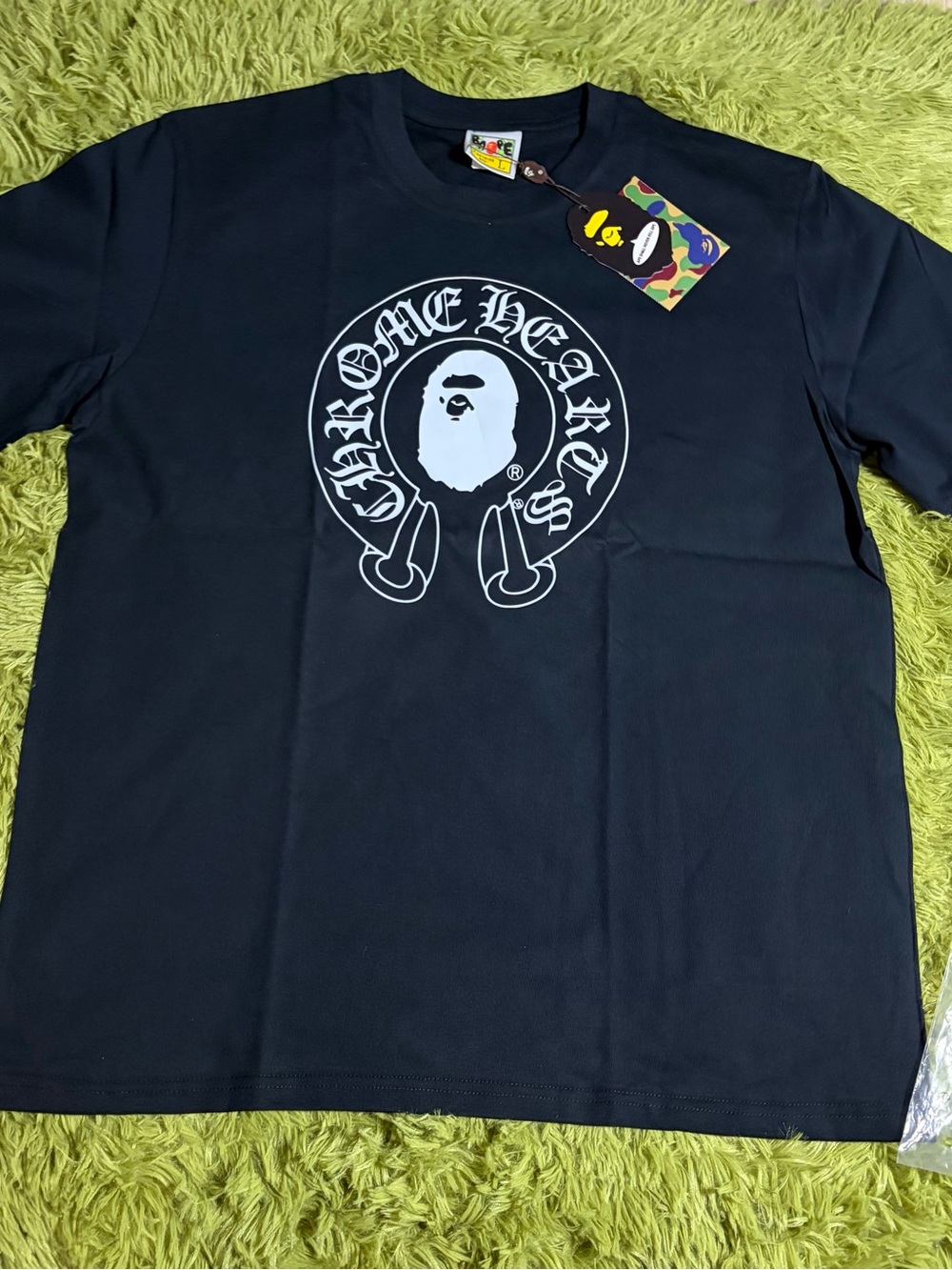 Chrome Hearts Black Short-Sleeve Tee with White Logo